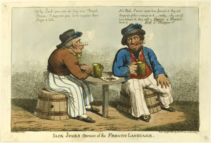 Framed Print : Jack Junks Opinion of French Language, 1805. Creator: Charles Williams Framed Print : Jack Junks Opinion of French Language, 1805. Creator: Charles Williams