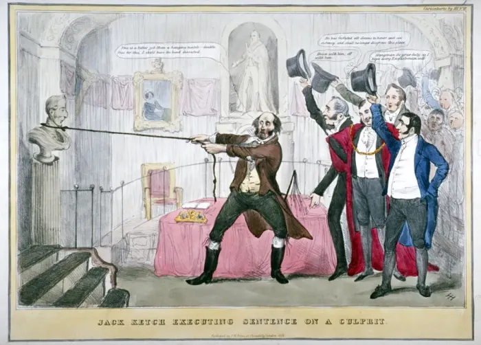 Framed Print : Jack Ketch executing sentence on a culprit, 1832. Artist Framed Print : Jack Ketch executing sentence on a culprit, 1832. Artist