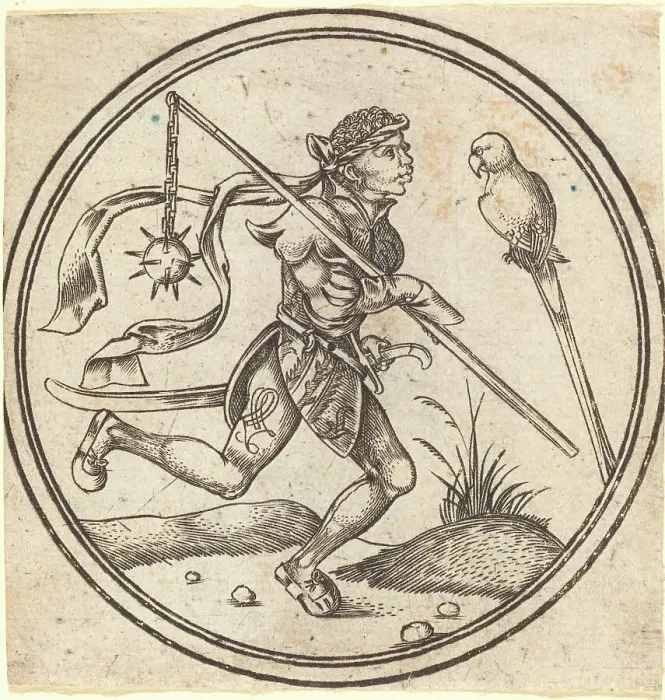 Framed Print : The Jack of Parrots, c. 1500. Creator: Master P. W. of Cologne Framed Print : The Jack of Parrots, c. 1500. Creator: Master P. W. of Cologne