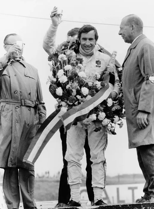 Framed Print : Jackie Stewart, celebrating victory at The Dutch Grand Prix, Zandvoort, 1968 Framed Print : Jackie Stewart, celebrating victory at The Dutch Grand Prix, Zandvoort, 1968