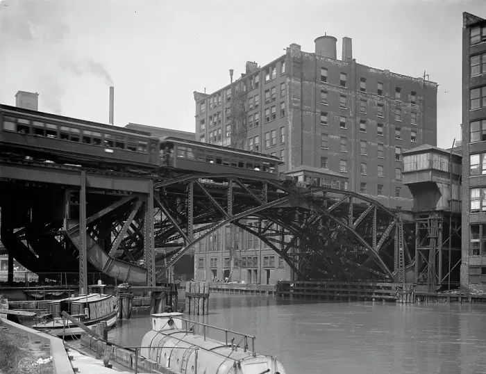 Framed Print : Jackknife Bridge, Chicago, Ill. c1907. Creator: Unknown Framed Print : Jackknife Bridge, Chicago, Ill. c1907. Creator: Unknown