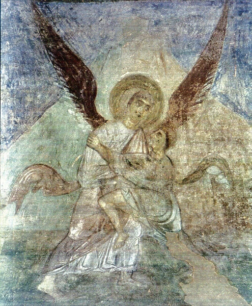 Jacob and the Angel. Artist: Ancient Russian frescos