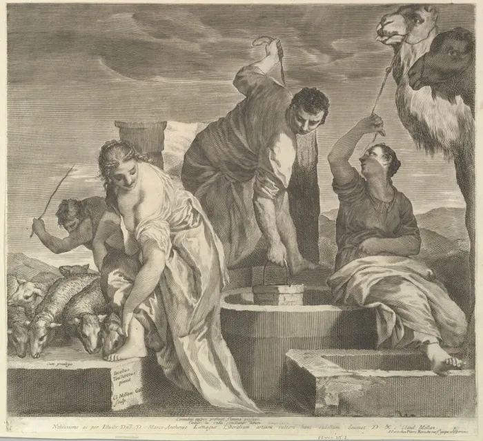 Framed Print : Jacob Draws Water for Rachels Animals (Jacob abreuve le troupeau de Rachel) Framed Print : Jacob Draws Water for Rachels Animals (Jacob abreuve le troupeau de Rachel)