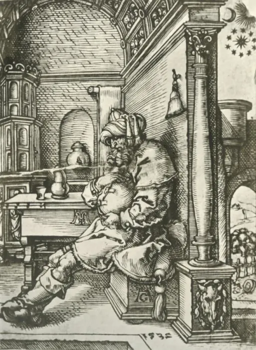 Framed Print : Jacob Meditating on Josephs Dreams, 1532, (1908). Creator: Heinrich Aldegrever Framed Print : Jacob Meditating on Josephs Dreams, 1532, (1908). Creator: Heinrich Aldegrever