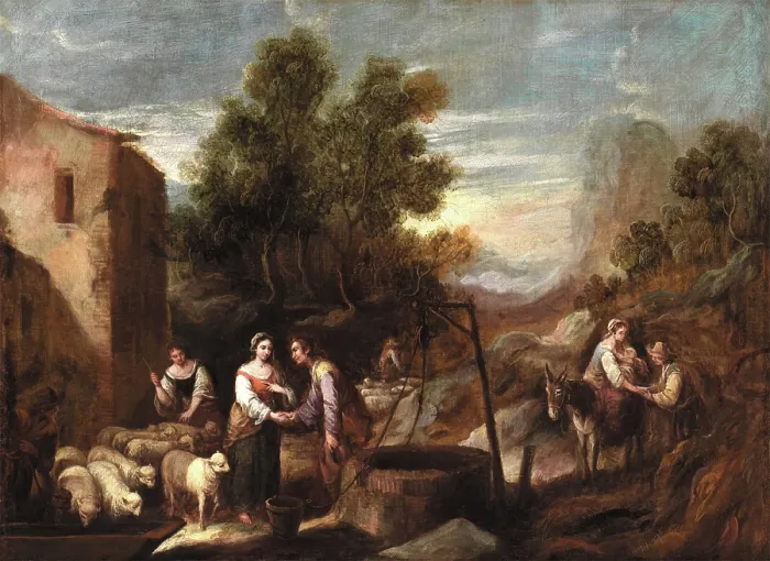 Framed Print : Jacob and Rachel, between 1665 and 1700. Creator: Francisco Antolinez Framed Print : Jacob and Rachel, between 1665 and 1700. Creator: Francisco Antolinez