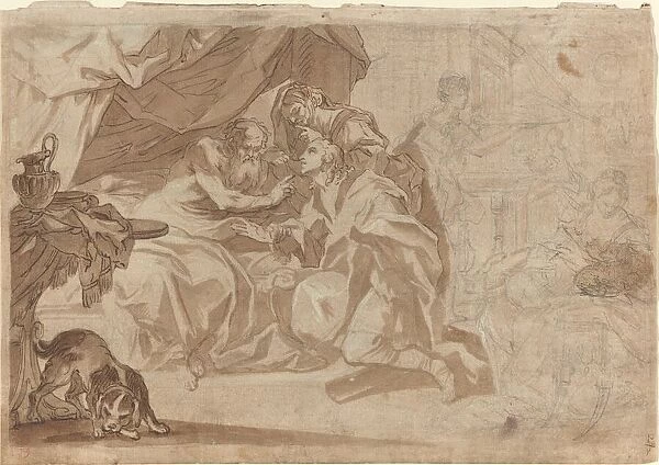 Jacob and Rebecca before Isaac [recto], early 18th century. Creator: Unknown
