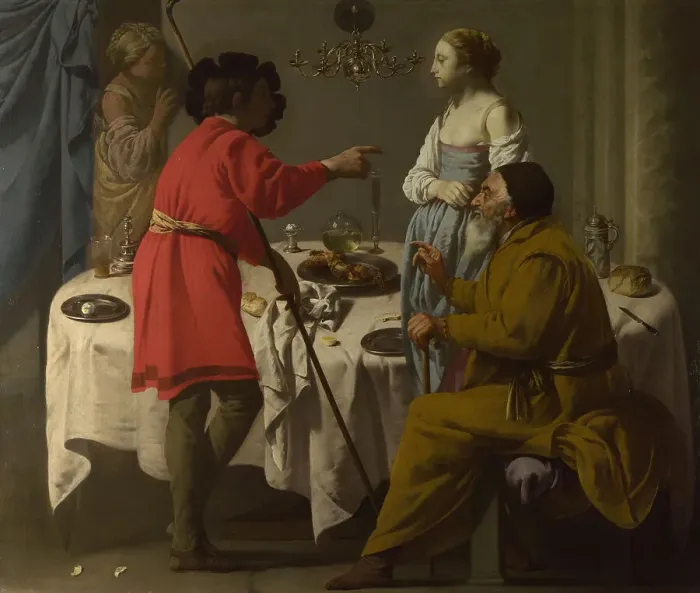 Framed Print : Jacob reproaching Laban for giving him Leah in place of Rachel, 1627. Artist: Terbrugghen, Hendrick Jansz (1588-1629) Framed Print : Jacob reproaching Laban for giving him Leah in place of Rachel, 1627. Artist: Terbrugghen, Hendrick Jansz (1588-1629)