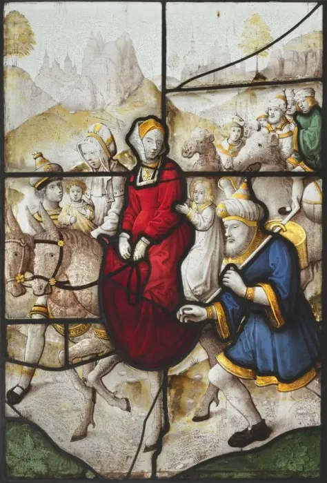 Framed Print : Jacob Returning to Canaan with Rachael and Leah Pursued by Laban, c. 1525. Creator: Unknown Framed Print : Jacob Returning to Canaan with Rachael and Leah Pursued by Laban, c. 1525. Creator: Unknown