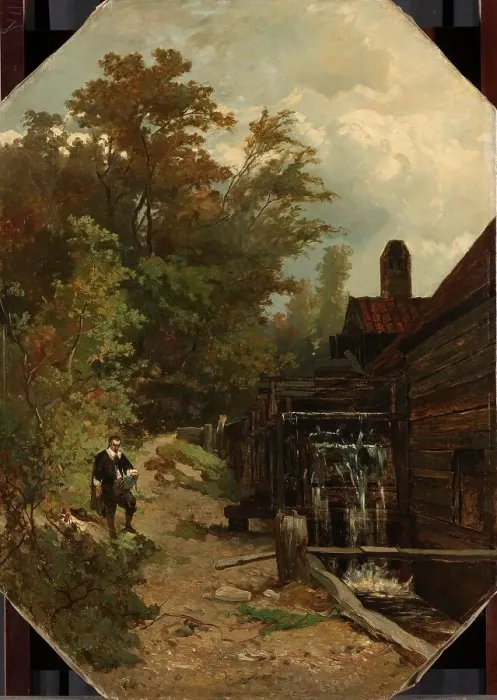 Framed Print : Jacob van Ruisdael Sketching a Watermill, 1864. Creator: Gerard Bilders Framed Print : Jacob van Ruisdael Sketching a Watermill, 1864. Creator: Gerard Bilders