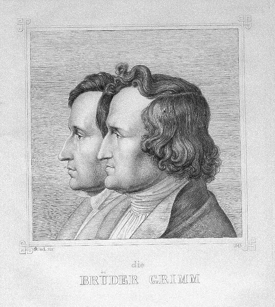 Jacob and Wilhelm Grimm, 1843. Artist: Grimm, Ludwig Emil (1790-1863)