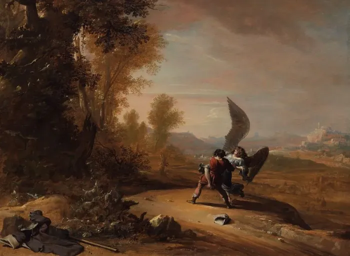 Framed Print : Jacob Wrestling with the Angel, 1639. Creator: Bartholomeus Breenbergh Framed Print : Jacob Wrestling with the Angel, 1639. Creator: Bartholomeus Breenbergh