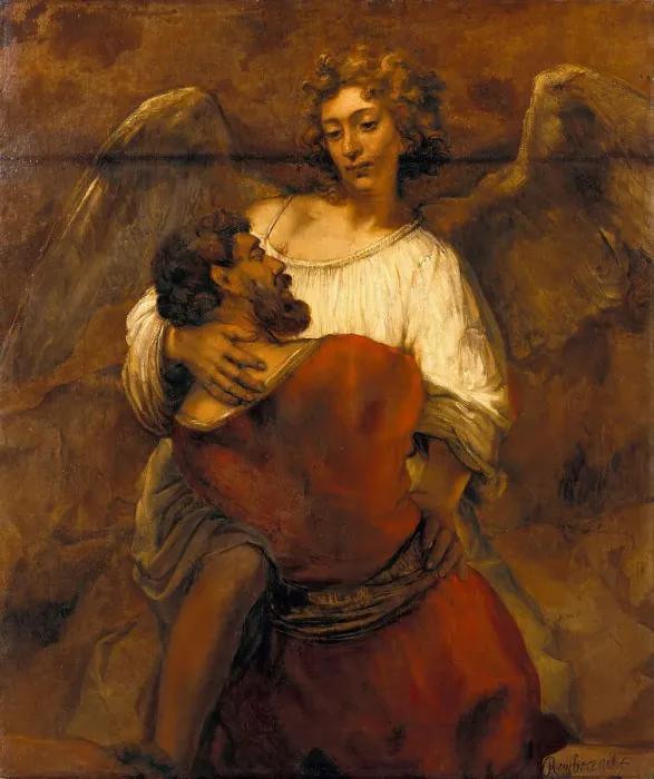 Framed Print : Jacob Wrestling with the Angel, ca 1659. Artist: Rembrandt van Rhijn (1606-1669) Framed Print : Jacob Wrestling with the Angel, ca 1659. Artist: Rembrandt van Rhijn (1606-1669)