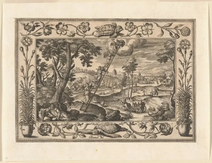 Framed Print : Jacobs Dream, from Landscapes with Old and New Testament Scenes and Hunting Scenes, 1584 Framed Print : Jacobs Dream, from Landscapes with Old and New Testament Scenes and Hunting Scenes, 1584