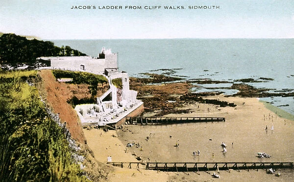 Jacobs Ladder, as seen from Cliff Walks, Sidmouth, Devon, early 20th century