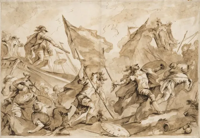 Framed Print : Jacopo Marcello Directing the Assault of Gallipoli, 1750-1760. Creator: Antonio Guardi (Italian Framed Print : Jacopo Marcello Directing the Assault of Gallipoli, 1750-1760. Creator: Antonio Guardi (Italian