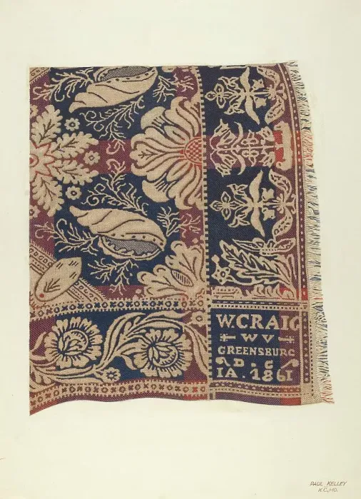 Framed Print : Jacquard Coverlet, 1935 / 1942. Creator: Paul Kelly Framed Print : Jacquard Coverlet, 1935 / 1942. Creator: Paul Kelly