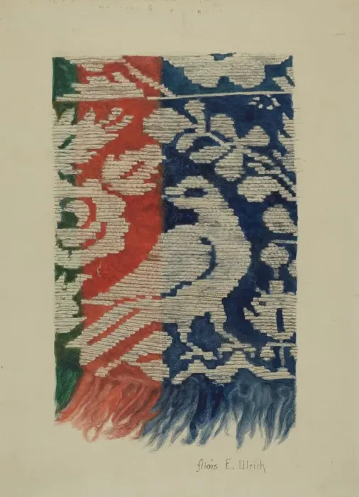 Framed Print : Jacquard Coverlet (Detail), c. 1941. Creator: Alois E. Ulrich Framed Print : Jacquard Coverlet (Detail), c. 1941. Creator: Alois E. Ulrich