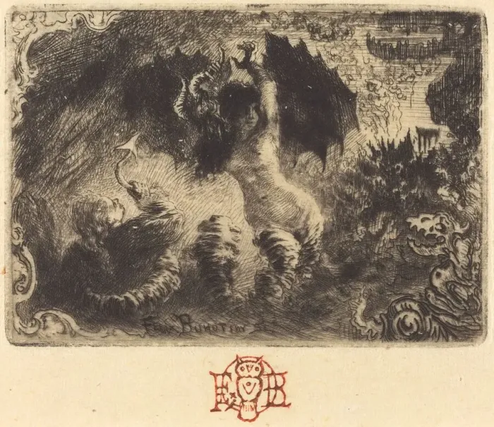 Framed Print : Jacques Cazottes Le Diable amoureux'(1st vignette), 1878 Framed Print : Jacques Cazottes Le Diable amoureux'(1st vignette), 1878