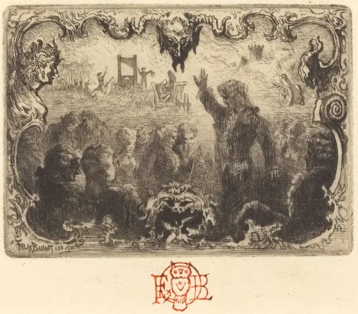 Framed Print : Jacques Cazottes Le Diable amoureux'(3rd vignette), 1878 Framed Print : Jacques Cazottes Le Diable amoureux'(3rd vignette), 1878