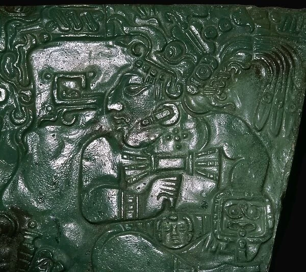 Jade Maya carving of a seated dignitary