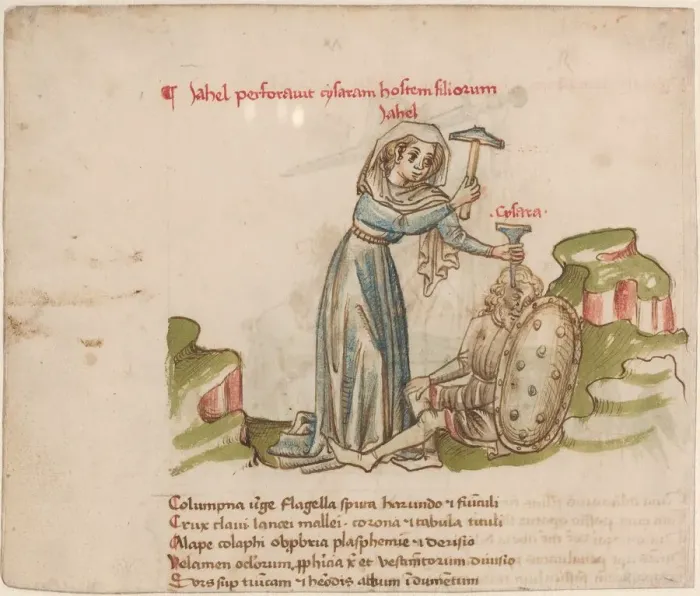 Framed Print : Jael Killing Sisera, c. 1460. Creator: Unknown Framed Print : Jael Killing Sisera, c. 1460. Creator: Unknown