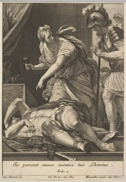 Framed Print : Jael slaying Sisera, 1705-62. Creator: Johann Georg Bergmuller Framed Print : Jael slaying Sisera, 1705-62. Creator: Johann Georg Bergmuller