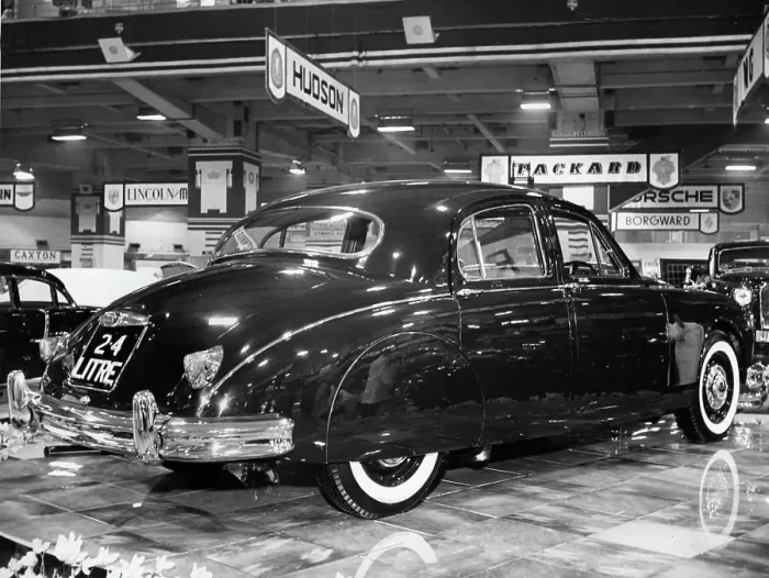 Framed Print : Jaguar 2. 4 litre at Motor Show 1955. Creator: Unknown Framed Print : Jaguar 2. 4 litre at Motor Show 1955. Creator: Unknown