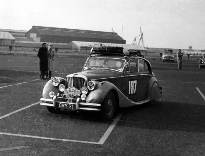 Framed Print : Jaguar MkV, Norman - Fanquilarson Monte Carlo Rally 1954, Leaving Boulogne. Creator: Unknown Framed Print : Jaguar MkV, Norman - Fanquilarson Monte Carlo Rally 1954, Leaving Boulogne. Creator: Unknown