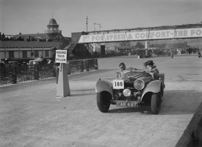 Framed Print : Jaguar SS 100 competing in the JCC Rally, Brooklands, Surrey, 1939. Artist: Bill Brunell Framed Print : Jaguar SS 100 competing in the JCC Rally, Brooklands, Surrey, 1939. Artist: Bill Brunell