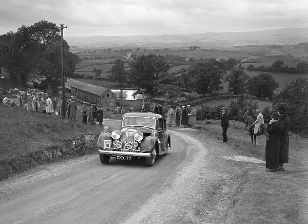 Jaguar SS saloon of DS Hand competing in the South Wales Auto Club Welsh Rally, 1937 Artist