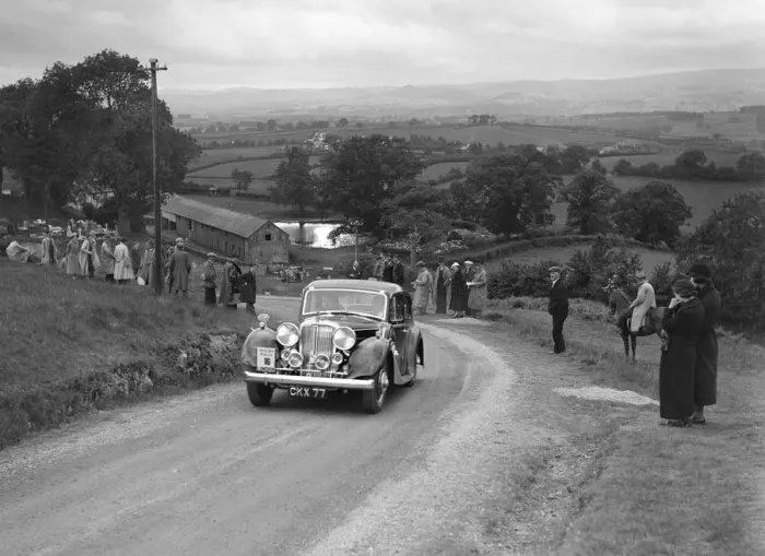Framed Print : Jaguar SS saloon of DS Hand competing in the South Wales Auto Club Welsh Rally, 1937 Artist Framed Print : Jaguar SS saloon of DS Hand competing in the South Wales Auto Club Welsh Rally, 1937 Artist
