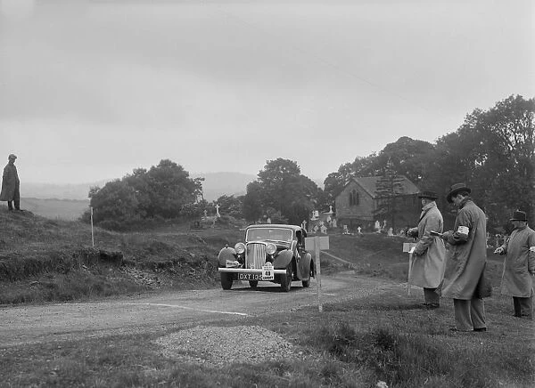 Jaguar SS saloon of HT Lewis competing in the South Wales Auto Club Welsh Rally, 1937 Artist