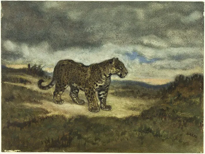Framed Print : Jaguar Standing, 1830 / 50. Creator: Antoine-Louis Barye Framed Print : Jaguar Standing, 1830 / 50. Creator: Antoine-Louis Barye