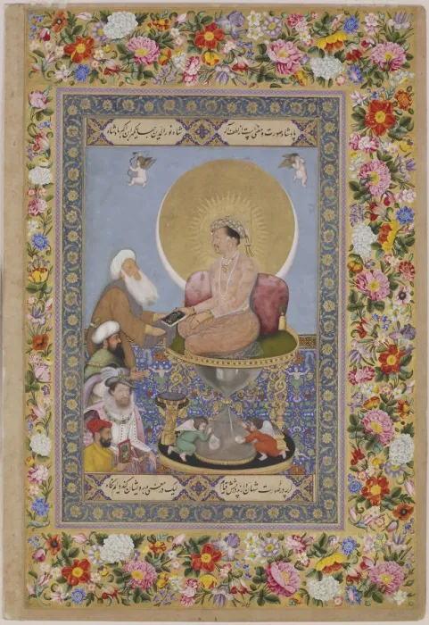 Framed Print : Jahangir Preferring a Sufi sheikh to Kings, c. 1618. Artist: Bichitr (?-ca 1660) Framed Print : Jahangir Preferring a Sufi sheikh to Kings, c. 1618. Artist: Bichitr (?-ca 1660)