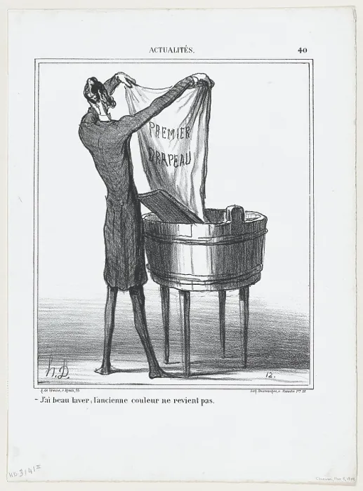 Framed Print : J'ai beau laver; l'ancienne couleur ne revient pas, 1869. Creator: Honore Daumier. J'ai beau laver; l'ancienne couleur ne revient pas, 1869. Creator: Honore Daumier Framed Print : J'ai beau laver; l'ancienne couleur ne revient pas, 1869. Creator: Honore Daumier. J'ai beau laver; l'ancienne couleur ne revient pas, 1869. Creator: Honore Daumier