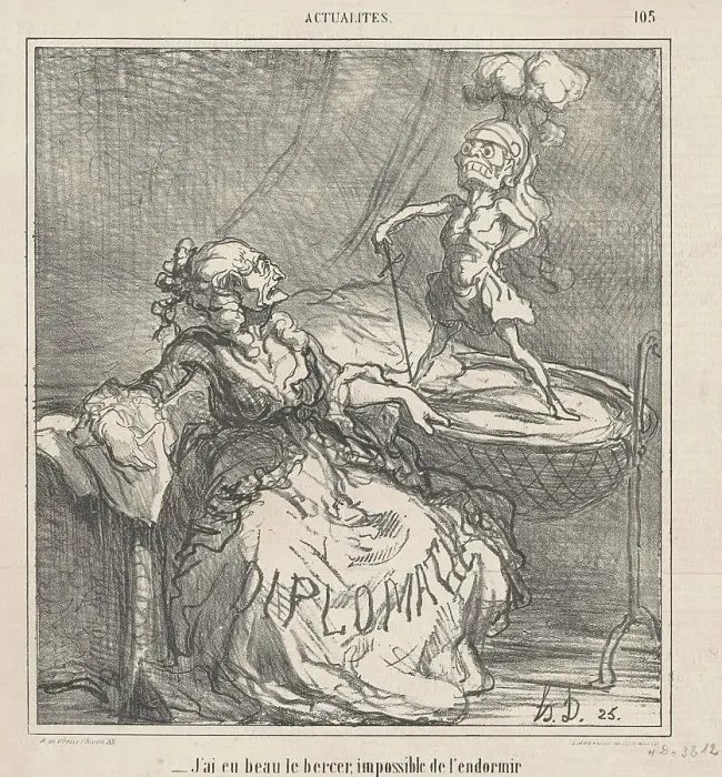 Framed Print : J'ai eu beau le bercer... 19th century. Creator: Honore Daumier Framed Print : J'ai eu beau le bercer... 19th century. Creator: Honore Daumier