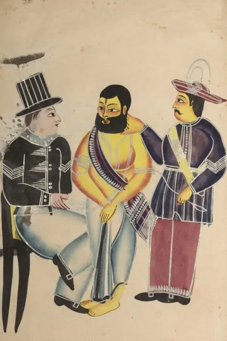 Framed Print : Jailer Receiving the Mahant of Tarakeshwar in Prison, 1800s. Creator: Unknown Framed Print : Jailer Receiving the Mahant of Tarakeshwar in Prison, 1800s. Creator: Unknown