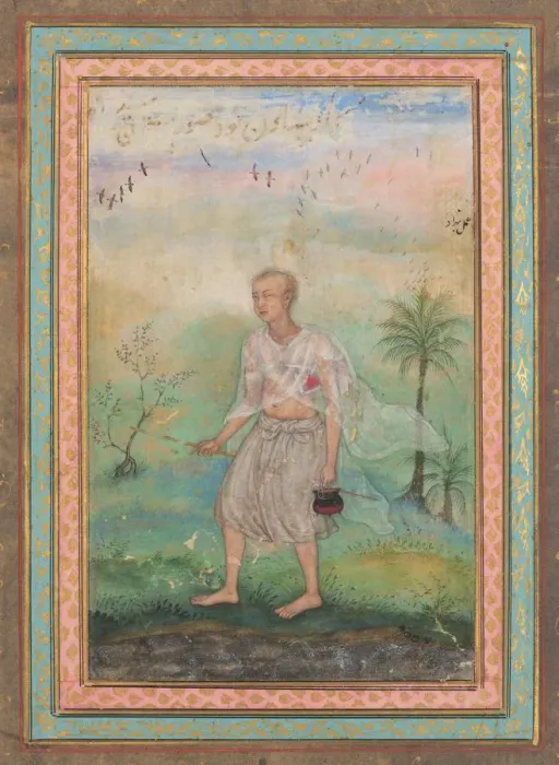 Framed Print : Jain Ascetic Walking Along a Riverbank, c. 1600. Creator: Basavana (Indian, active c Framed Print : Jain Ascetic Walking Along a Riverbank, c. 1600. Creator: Basavana (Indian, active c