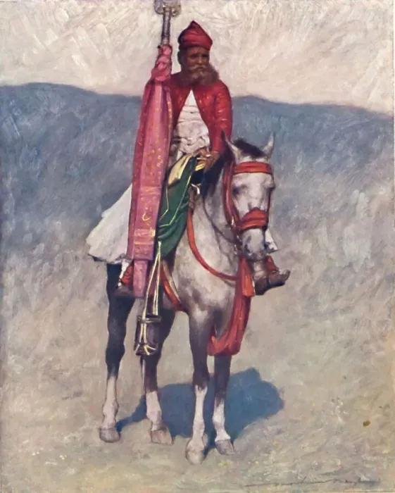 Framed Print : A Jaipur Horseman, 1903. Artist: Mortimer L Menpes Framed Print : A Jaipur Horseman, 1903. Artist: Mortimer L Menpes