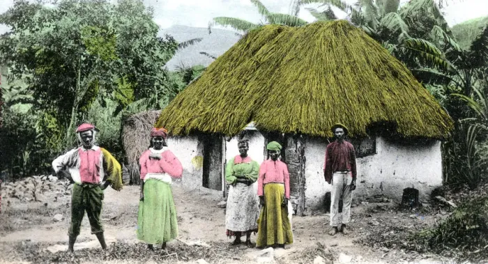 Framed Print : A Jamaican village, c1900s Framed Print : A Jamaican village, c1900s