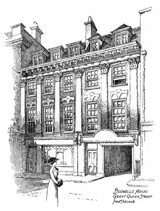 Framed Print : James Boswells house, Great Queen Street, Covent Garden, London, 1912. Artist: Frederick Adcock Framed Print : James Boswells house, Great Queen Street, Covent Garden, London, 1912. Artist: Frederick Adcock