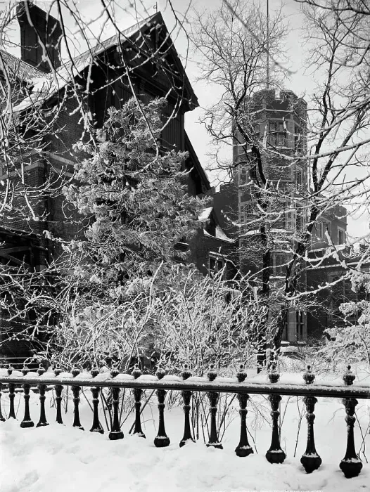 Framed Print : James E. Scripps house in snow, Detroit, Mich. between 1900 and 1905. Creator: Unknown Framed Print : James E. Scripps house in snow, Detroit, Mich. between 1900 and 1905. Creator: Unknown
