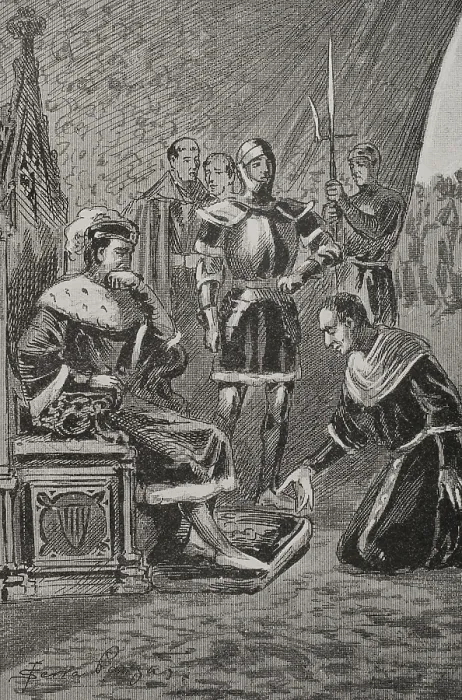 Framed Print : James before Ferdinand I of Aragon, Count of Urgell's revolt (1413-1414), 1890 Framed Print : James before Ferdinand I of Aragon, Count of Urgell's revolt (1413-1414), 1890