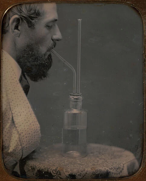 James Hyatt Inhaling Chlorine Gas, 1850-55. Creator: Peter Welling