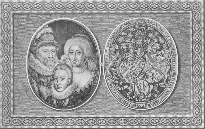 Framed Print : James I Anne of Denmark and Henry, Prince of Wales, 1612, (1904). Artist: Simon de Passe Framed Print : James I Anne of Denmark and Henry, Prince of Wales, 1612, (1904). Artist: Simon de Passe