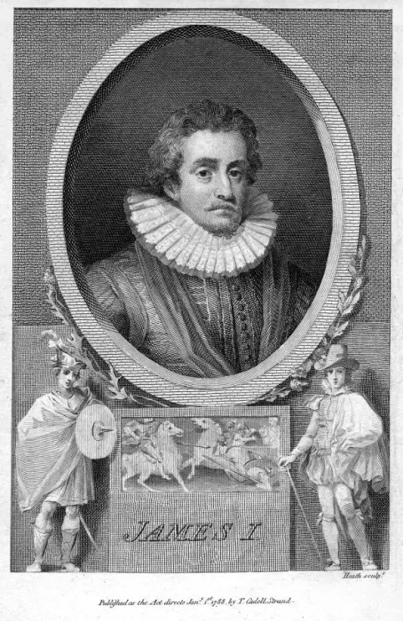Framed Print : James I of England, (1788). Artist: Heath Framed Print : James I of England, (1788). Artist: Heath
