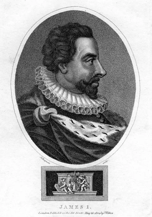 Framed Print : James I of England, (1804). Artist: J Chapman Framed Print : James I of England, (1804). Artist: J Chapman