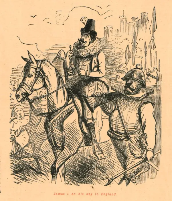 Framed Print : James I on his way to England, 1897. Creator: John Leech Framed Print : James I on his way to England, 1897. Creator: John Leech