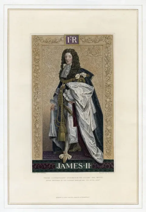 Framed Print : James II, King of England, Scotland and Ireland. Artist: T Brown Framed Print : James II, King of England, Scotland and Ireland. Artist: T Brown