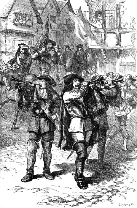 Framed Print : James II proclaimed at Boston, 1685 (c1880). Artist: Whymper Framed Print : James II proclaimed at Boston, 1685 (c1880). Artist: Whymper